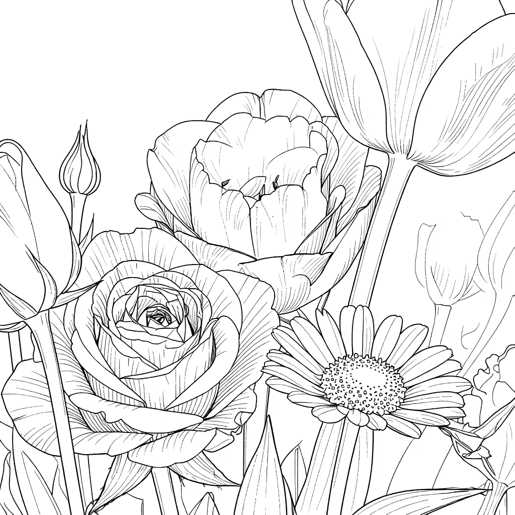 free flower coloring pages - adult coloring books
